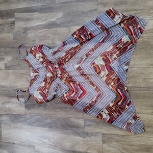 Strappy Bohemian Ethnic Dress Festival Handkerchief Hem Colorful